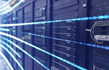 Depiction of servers in a data center